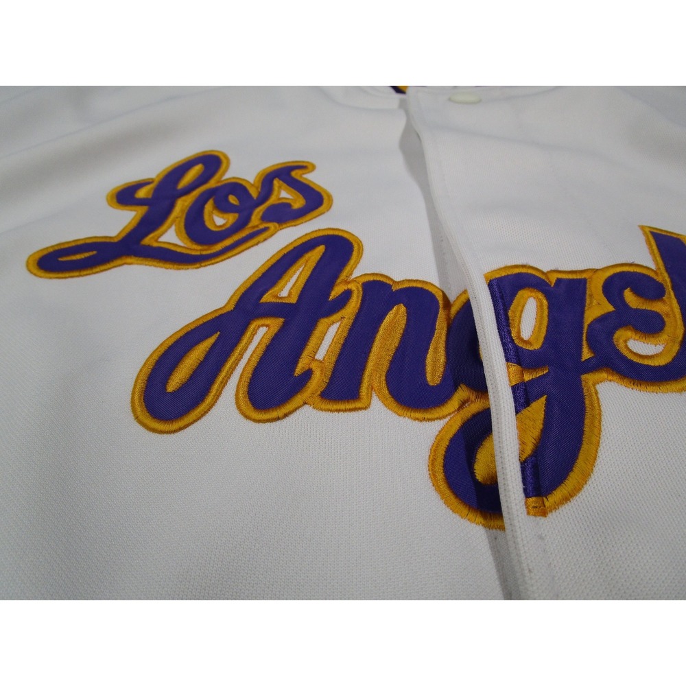 Vintage Pro Champ Los Angeles Basketball Mens 2XL White Snap Front Warm Up 90s - Picture 4 of 12